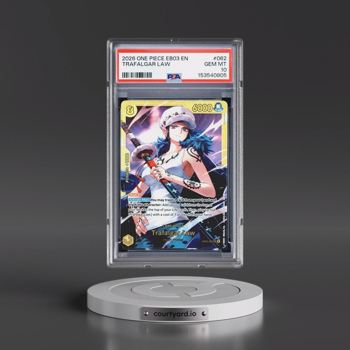 2026 One Piece EB03-Extra Booster -One Piece Heroines Edition #062 Trafalgar Law (PSA 10 GEM MINT)