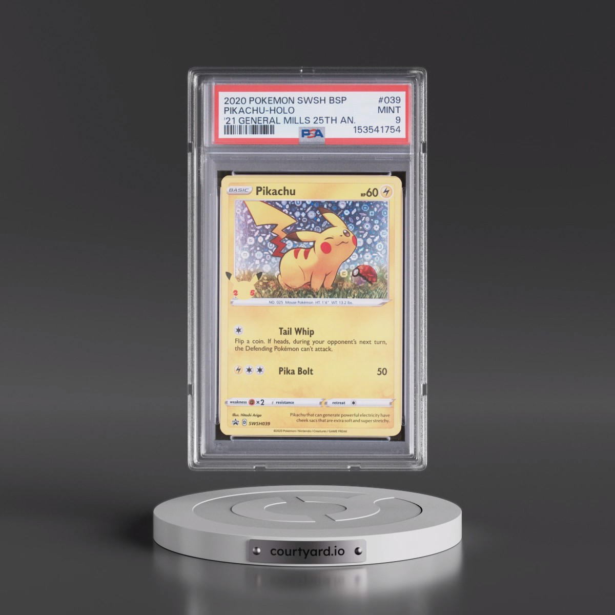 2020 Pokémon Swsh Black Star Promo #039 Pikachu - Holo 2021 General Mills 25th Anniversary (PSA 9 MINT)