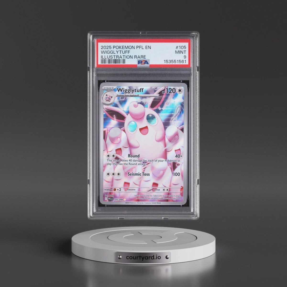 2025 Pokémon Pfl EN-Phantasmal Flames #105 Wigglytuff - Illustration Rare (PSA 9 MINT)