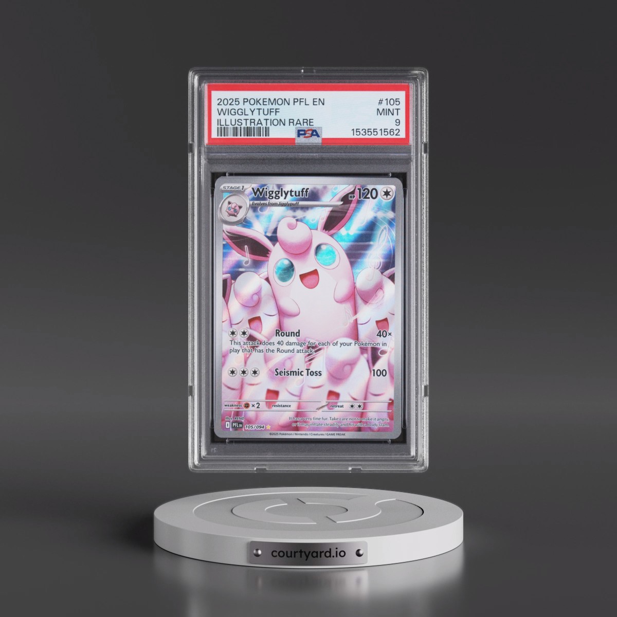 2025 Pokémon Pfl EN-Phantasmal Flames #105 Wigglytuff - Illustration Rare (PSA 9 MINT)
