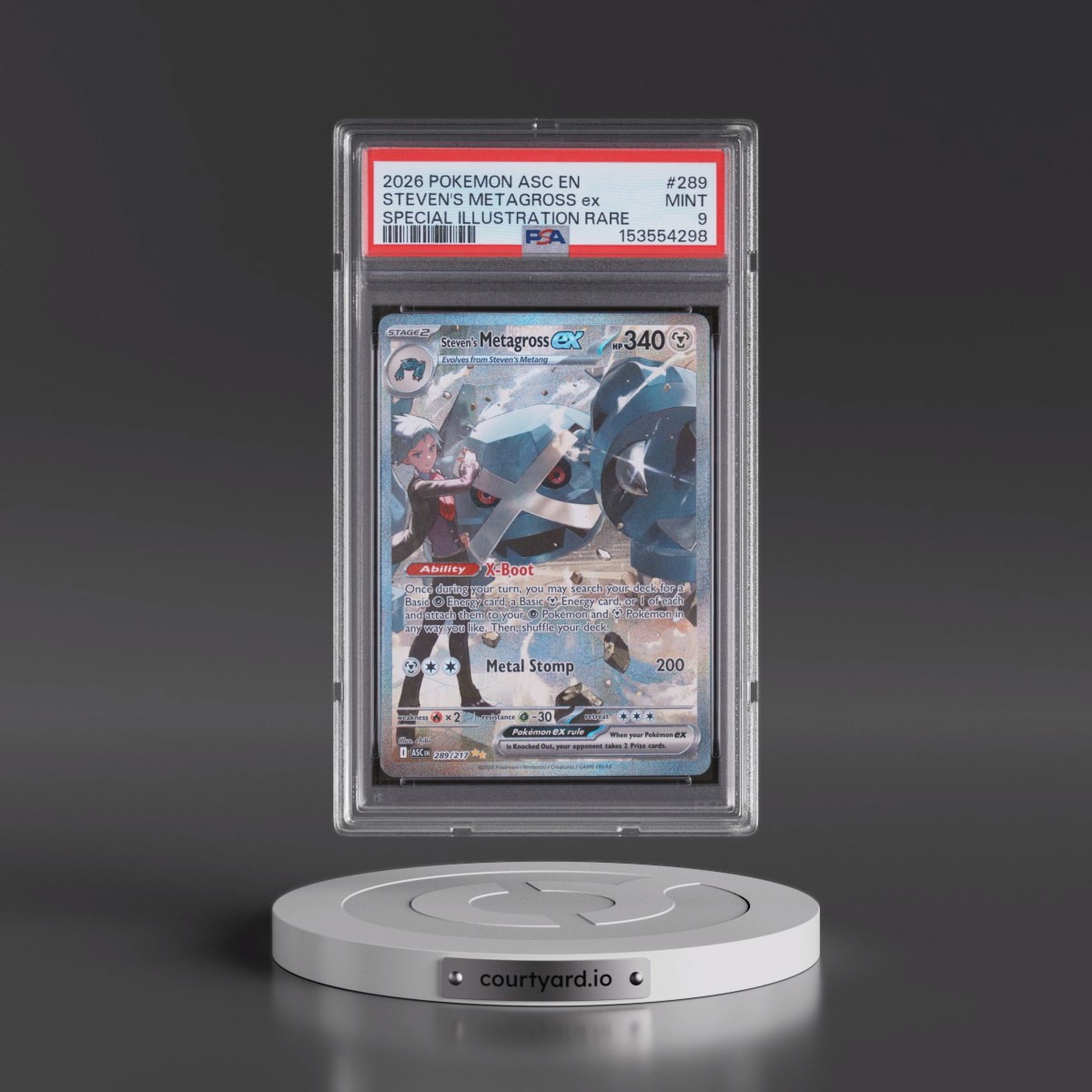 2026 Pokémon Asc EN-Ascended Heroes #289 Steven's Metagross EX - Holo Special Illustration Rare (PSA 9 MINT)