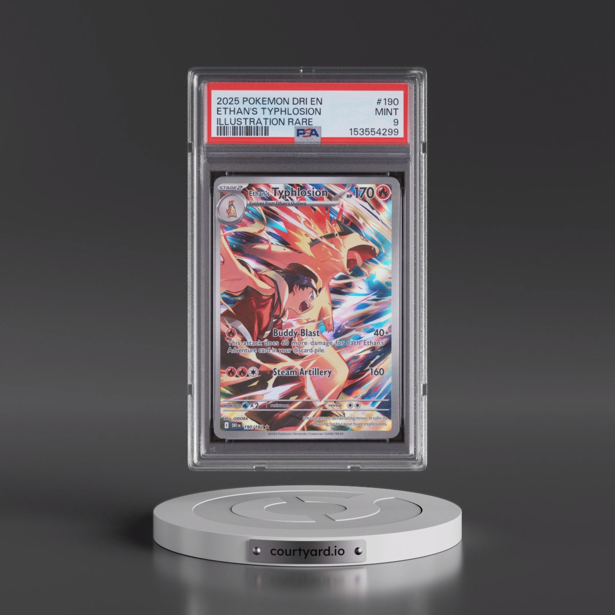 2025 Pokémon Dri EN-Destined Rivals #190 Ethan's Typhlosion - Illustration Rare (PSA 9 MINT)
