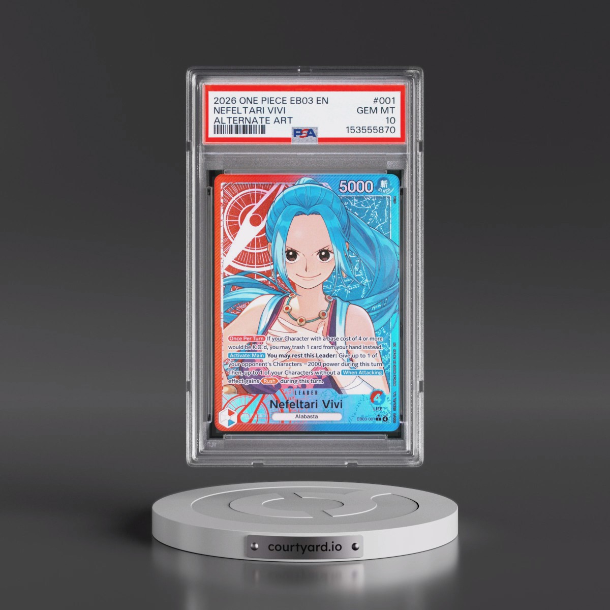 2026 One Piece EB03-Extra Booster -One Piece Heroines Edition #001 Nefeltari Vivi - Alternate Art (PSA 10 GEM MINT)