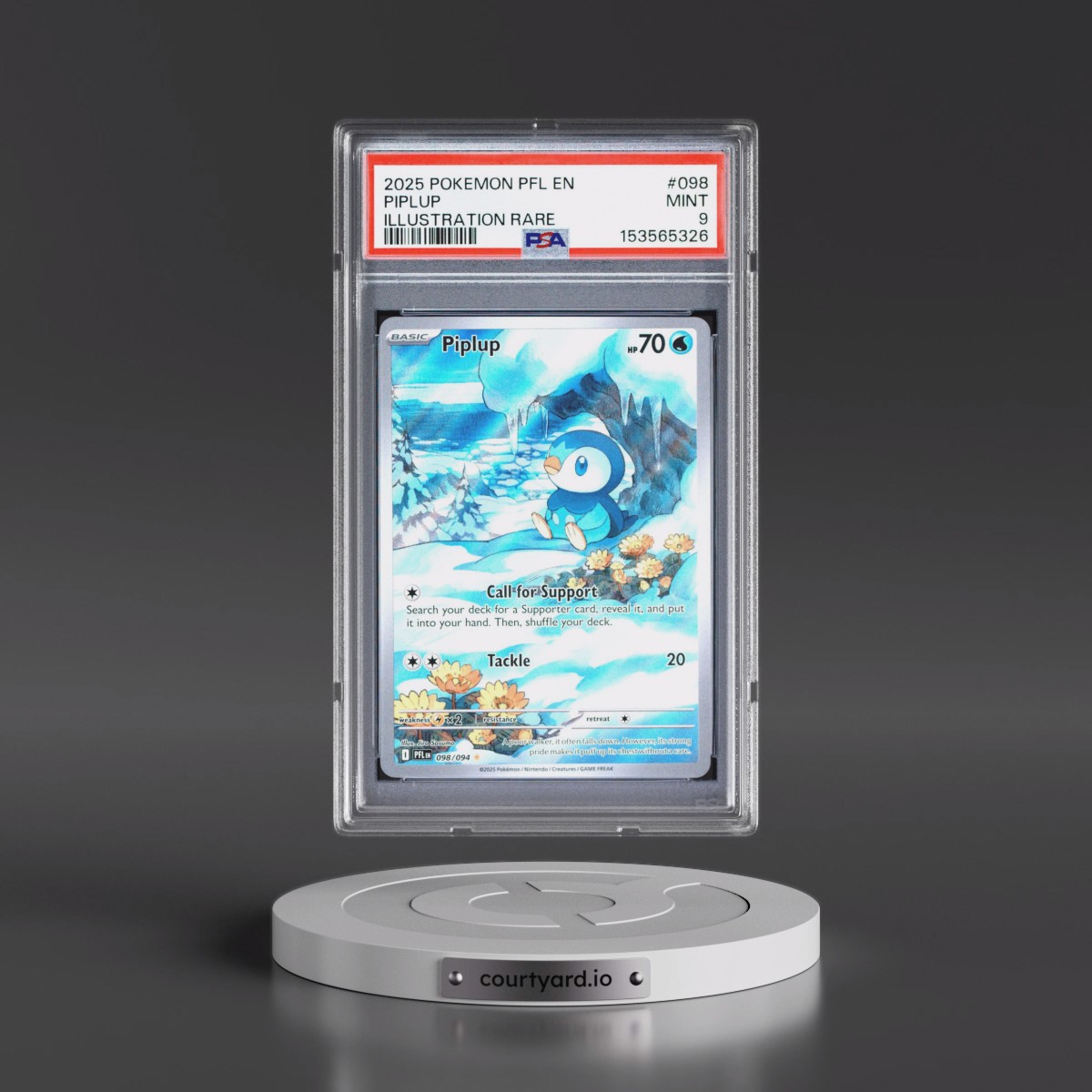 2025 Pokémon Pfl EN-Phantasmal Flames #098 Piplup - Illustration Rare (PSA 9 MINT)