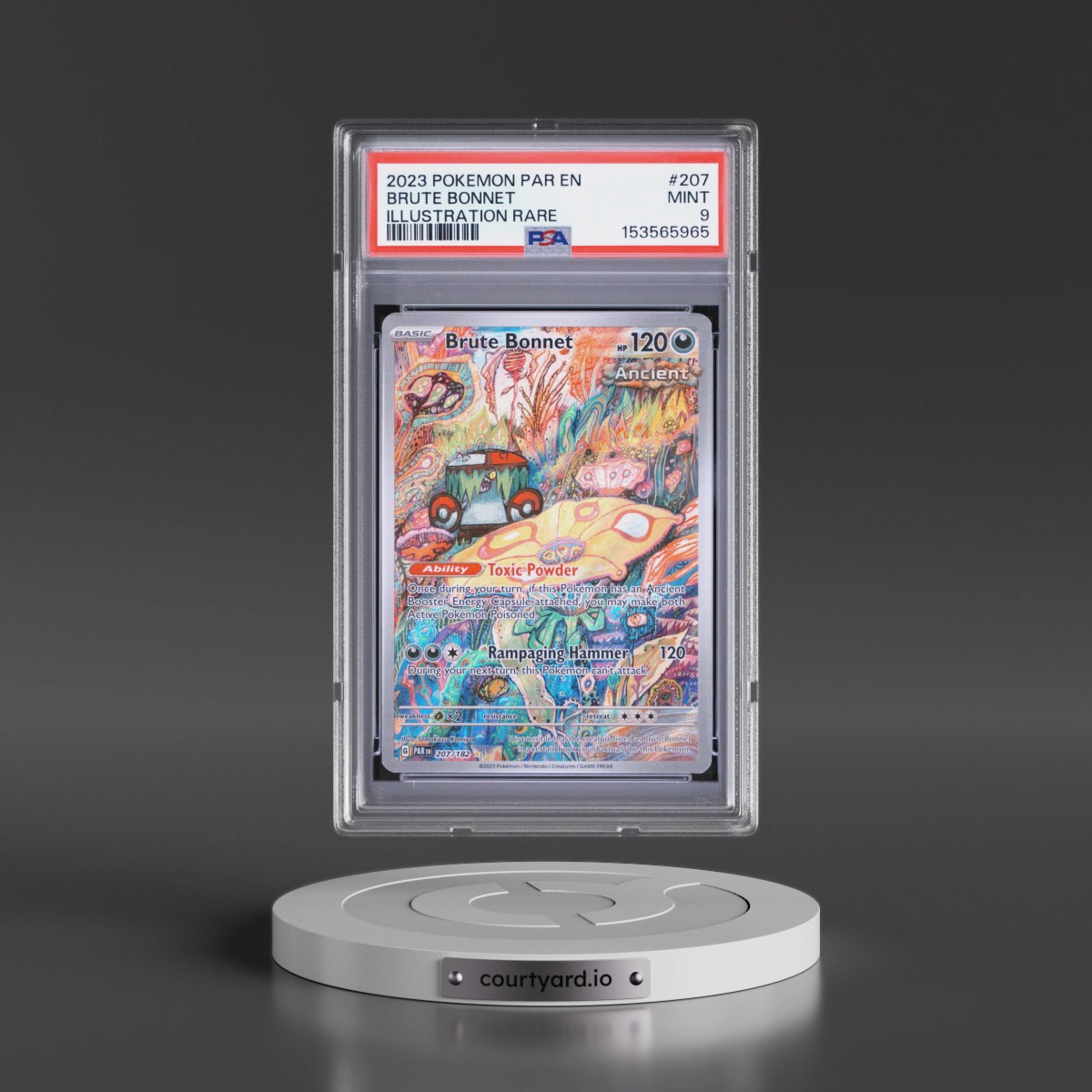 2023 Pokémon Par EN-Paradox Rift #207 Brute Bonnet - Illustration Rare (PSA 9 MINT)