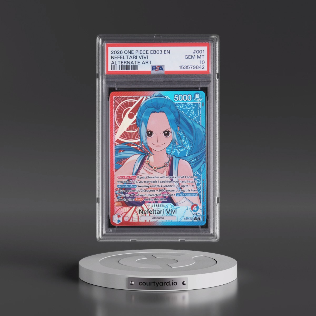 2026 One Piece EB03-Extra Booster -One Piece Heroines Edition #001 Nefeltari Vivi - Alternate Art (PSA 10 GEM MINT)