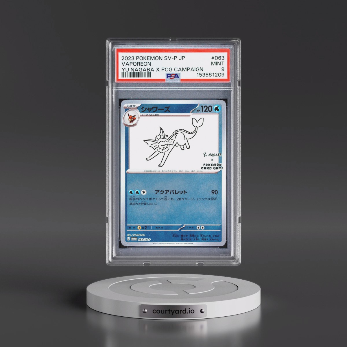 2023 Pokémon SV-P Promo #063 Vaporeon - YU Nagaba X Pokemon Card Game Campaign (PSA 9 MINT)