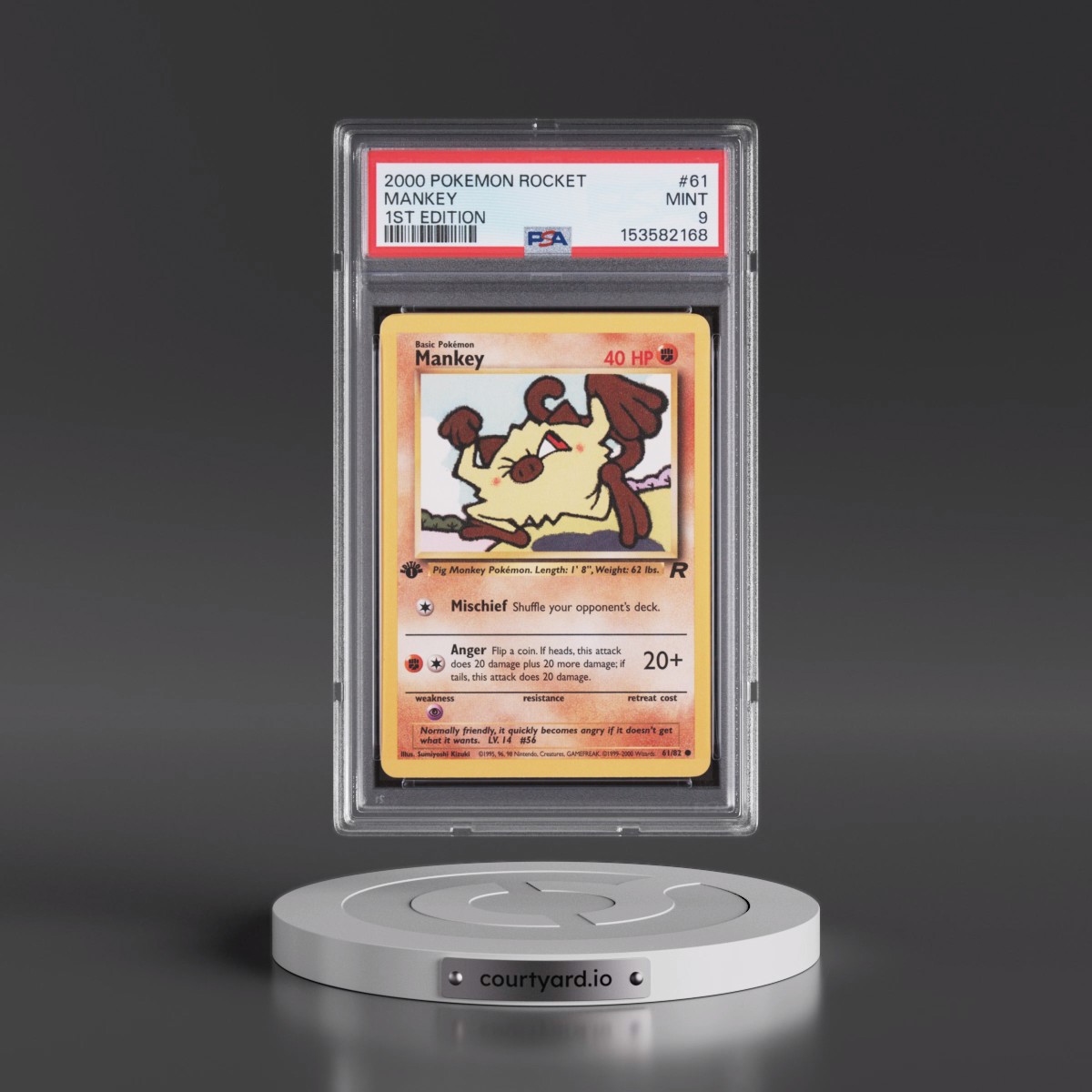 2000 Pokémon Rocket #61 Mankey - 1st Edition (PSA 9 MINT)