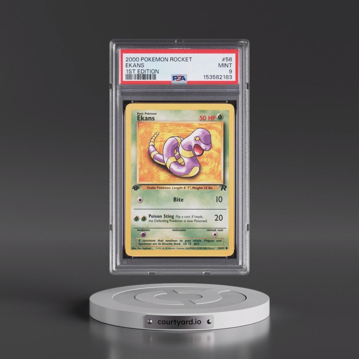2000 Pokémon Rocket #56 Ekans - 1st Edition (PSA 9 MINT)