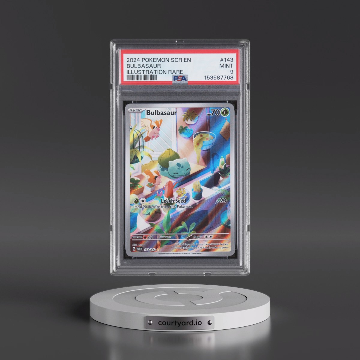 2024 Pokémon Scr EN-Stellar Crown #143 Bulbasaur - Illustration Rare (PSA 9 MINT)