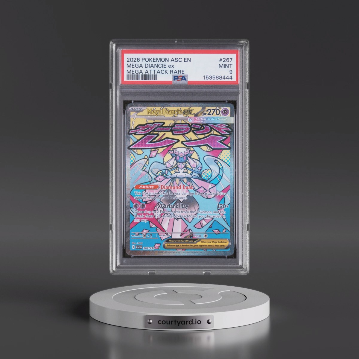 2026 Pokémon Asc EN-Ascended Heroes #267 Mega Diancie EX - Holo Mega Attack Rare (PSA 9 MINT)