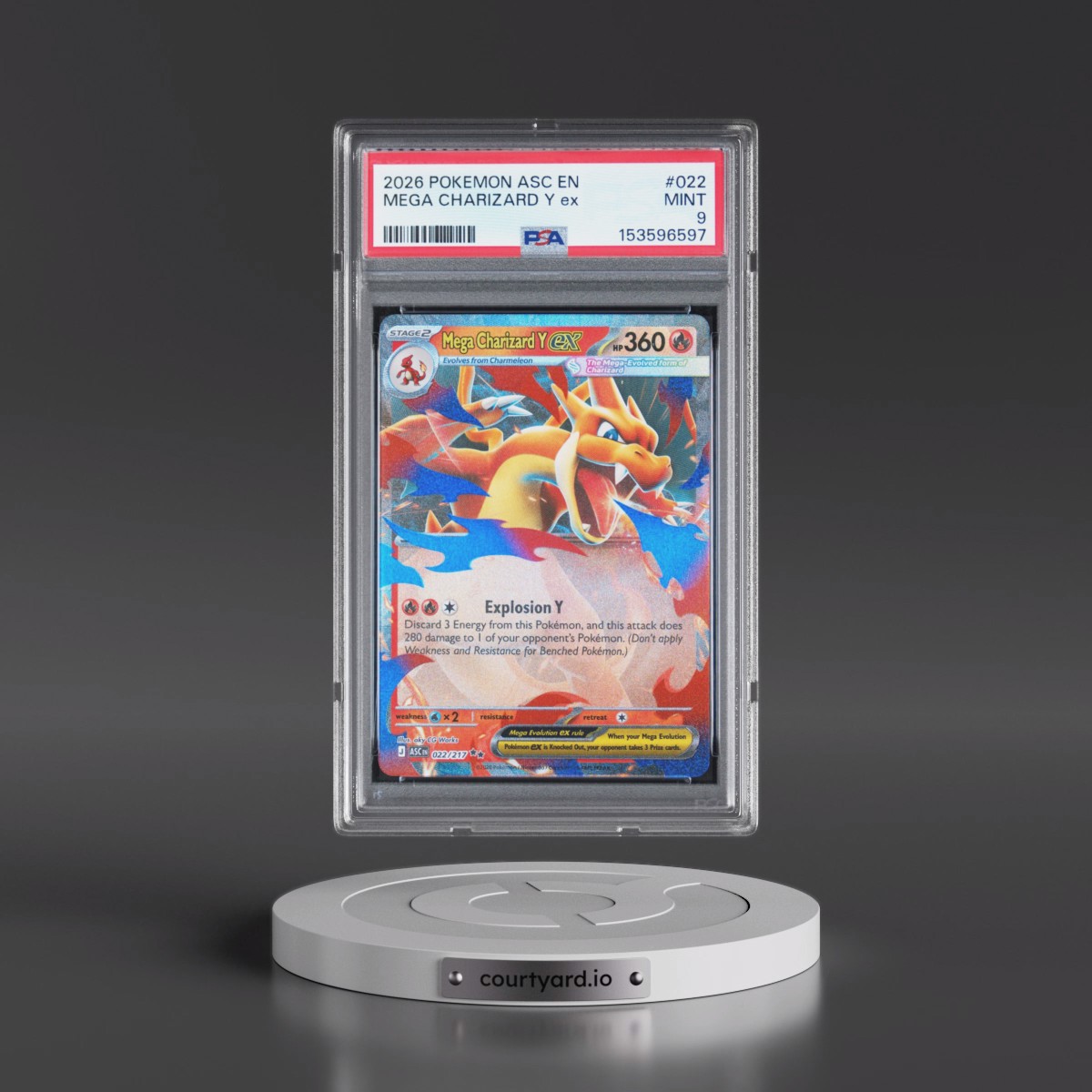 2026 Pokémon Asc EN-Ascended Heroes #022 Mega Charizard Y EX - Holo (PSA 9 MINT)