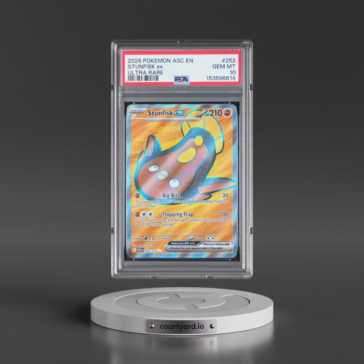 2026 Pokémon Asc EN-Ascended Heroes #252 Stunfisk EX - Holo Ultra Rare (PSA 10 GEM MINT)