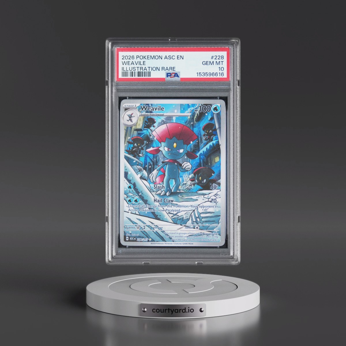 2026 Pokémon Asc EN-Ascended Heroes #228 Weavile - Illustration Rare (PSA 10 GEM MINT)