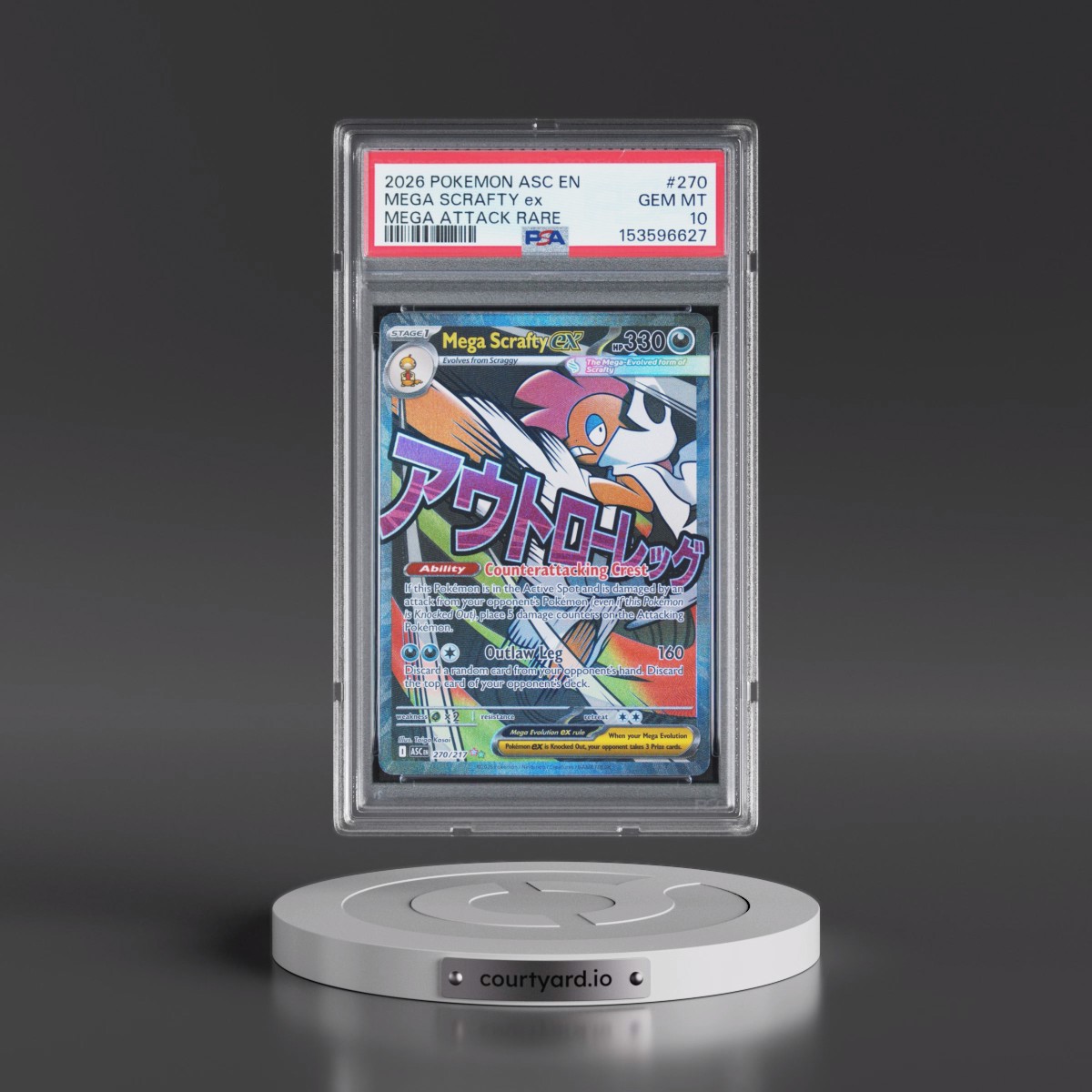 2026 Pokémon Asc EN-Ascended Heroes #270 Mega Scrafty EX - Holo Mega Attack Rare (PSA 10 GEM MINT)