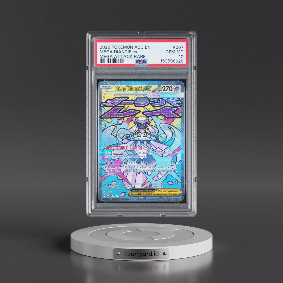 2026 Pokémon Asc EN-Ascended Heroes #267 Mega Diancie EX - Holo Mega Attack Rare (PSA 10 GEM MINT)