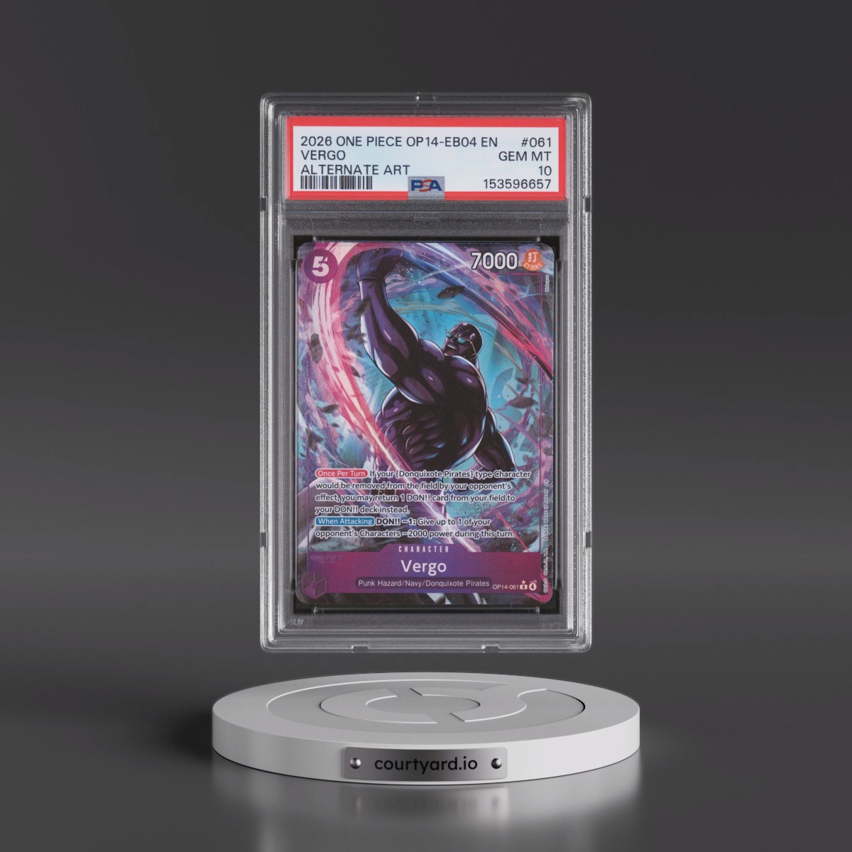 2026 One Piece OP14-EB04-the Azure Sea's Seven #061 Vergo - Alternate Art (PSA 10 GEM MINT)