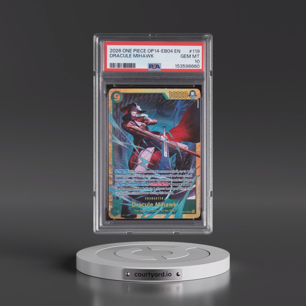 2026 One Piece OP14-EB04-the Azure Sea's Seven #119 Dracule Mihawk (PSA 10 GEM MINT)