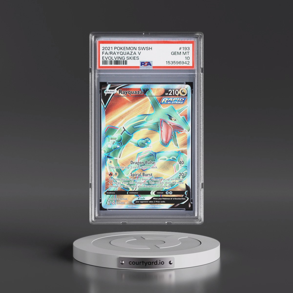 2021 Pokémon Sword & Shield Evolving Skies #193 Rayquaza V - Holo Full Art (PSA 10 GEM MINT)