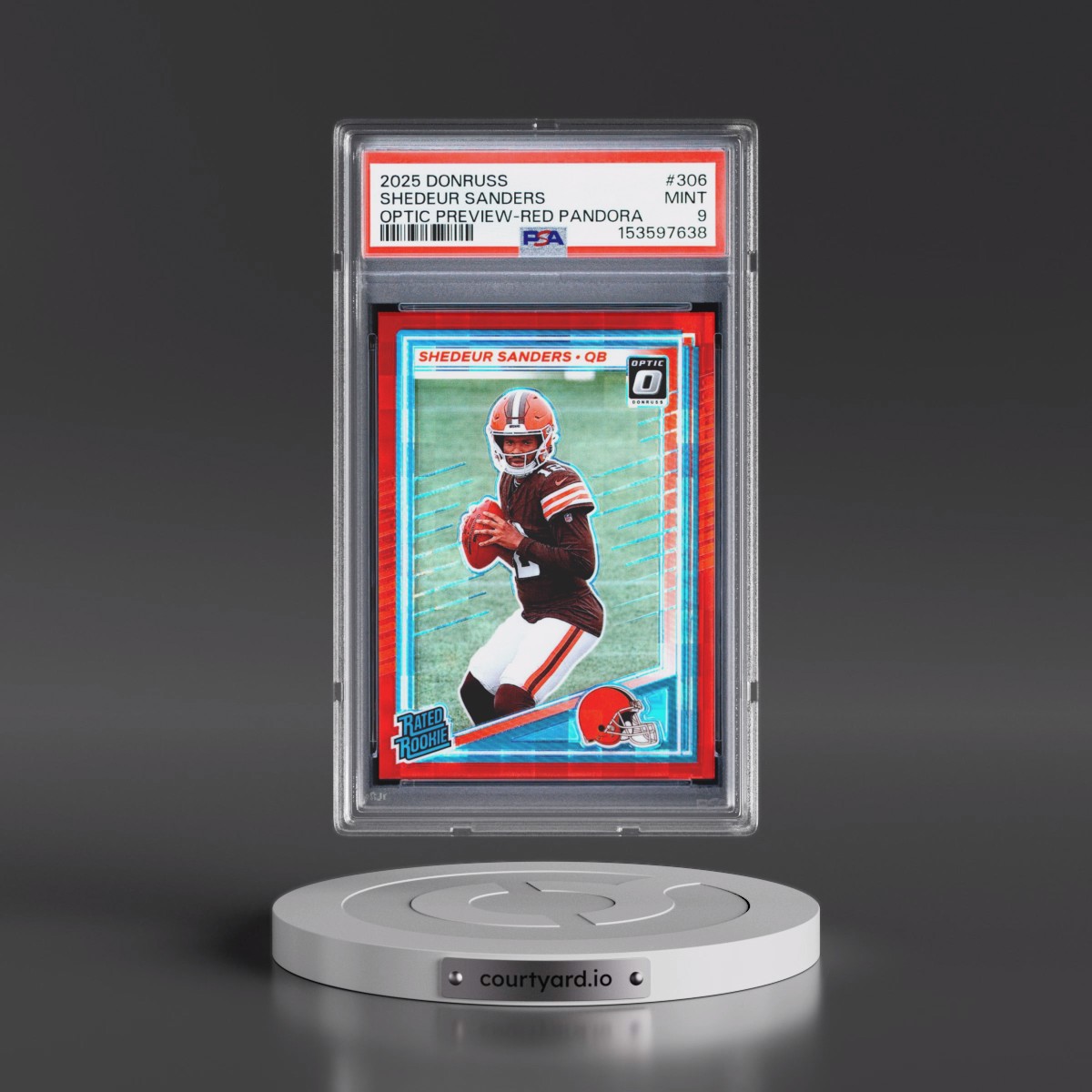 2025 Panini Donruss #306 Shedeur Sanders - Optic Preview-Red Pandora (PSA 9 MINT)