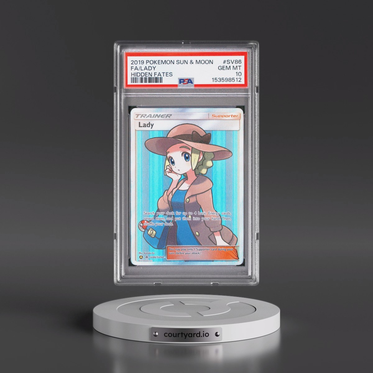 2019 Pokémon Sun & Moon Hidden Fates #SV86 Lady - Full Art (PSA 10 GEM MINT)
