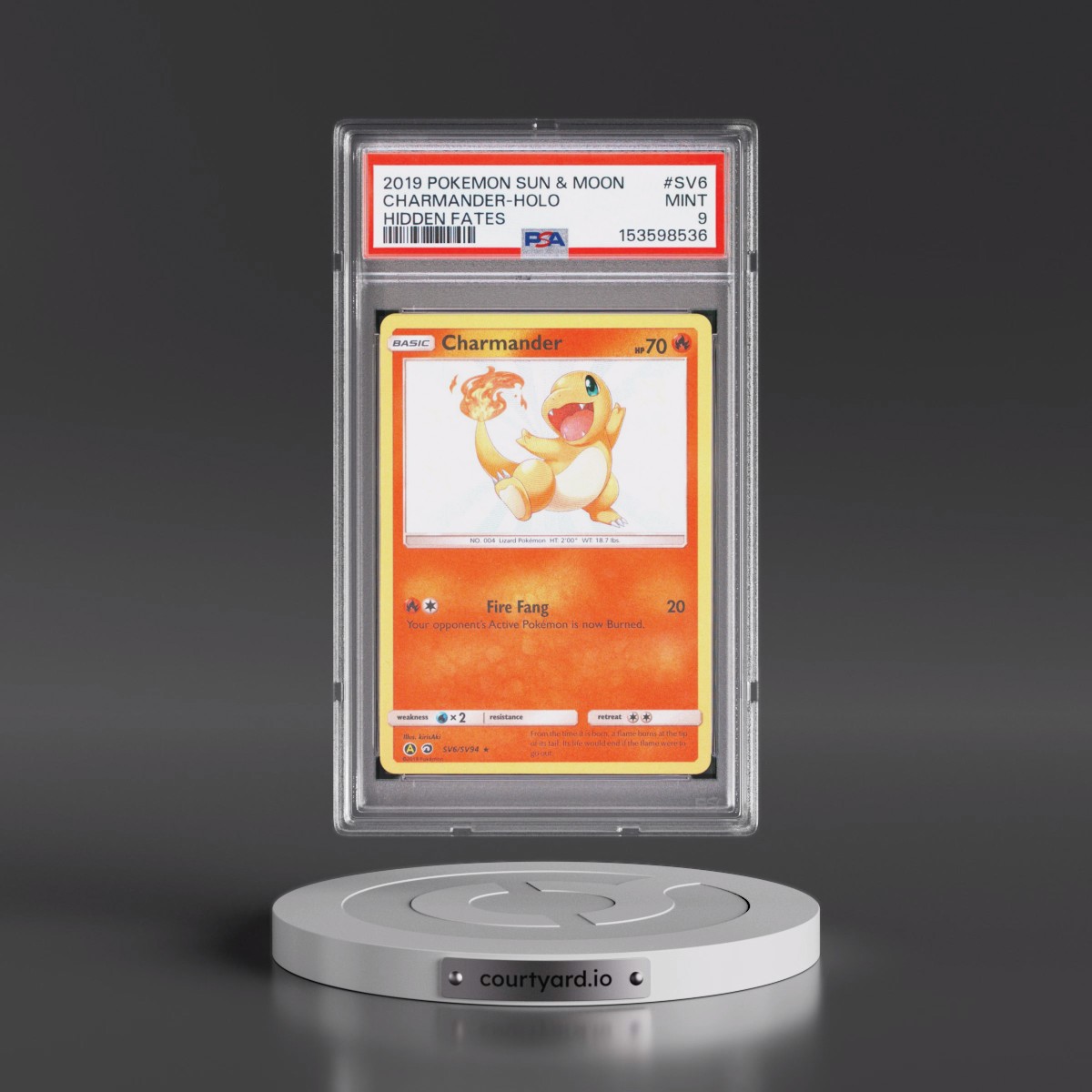 2019 Pokémon Sun & Moon Hidden Fates #SV6 Charmander - Holo (PSA 9 MINT)