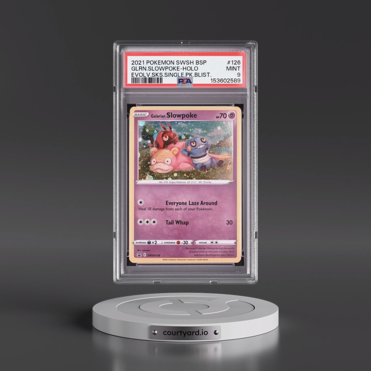 2021 Pokémon Swsh Black Star Promo #126 Galarian Slowpoke - Holo Evolving Skies Single Pack Blisters (PSA 9 MINT)