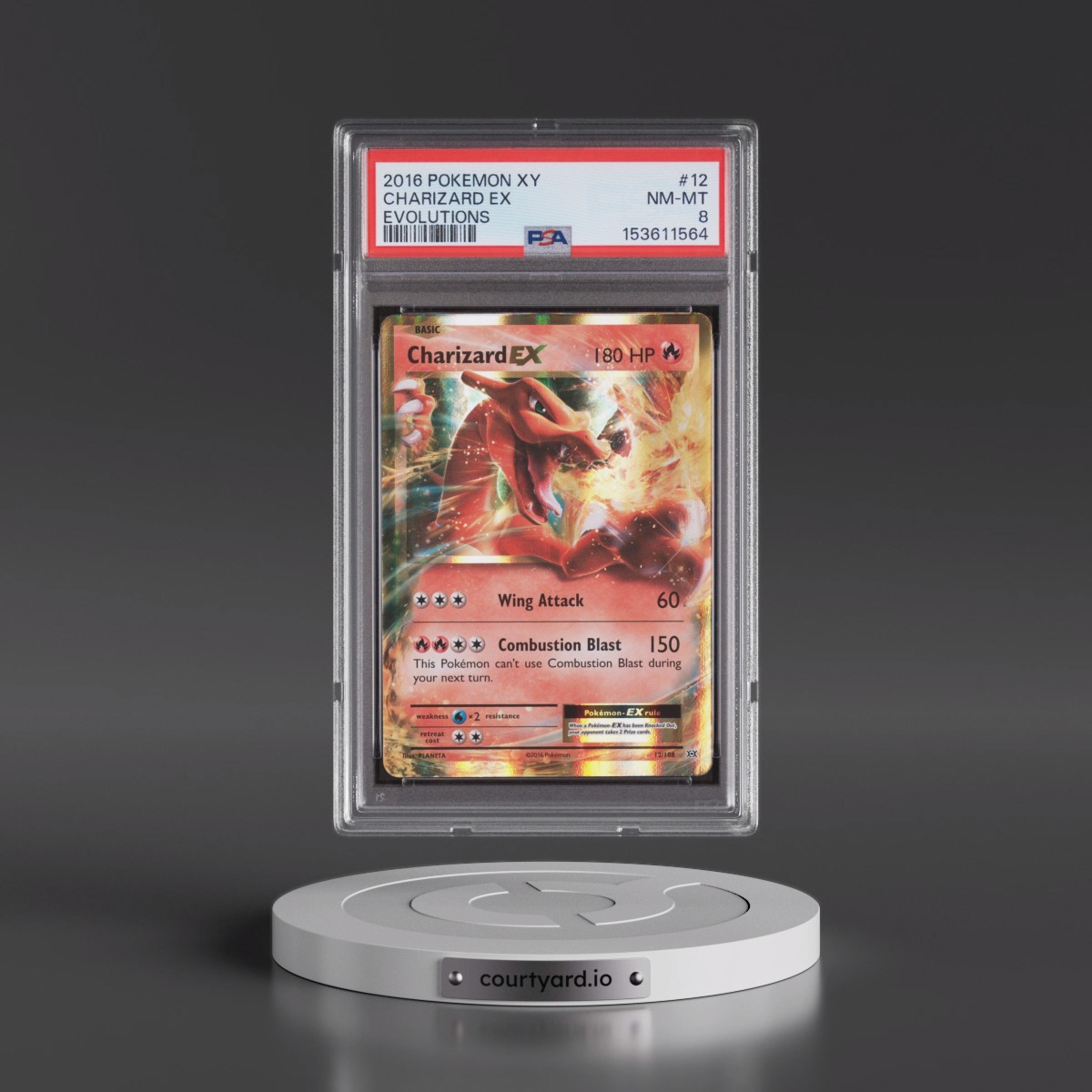2016 Pokémon XY Evolutions #12 Charizard EX - Holo (PSA 8 NM-MT)