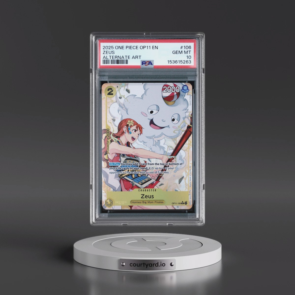 2025 One Piece OP11-A Fist of Divine Speed #106 Zeus - Alternate Art (PSA 10 GEM MINT)