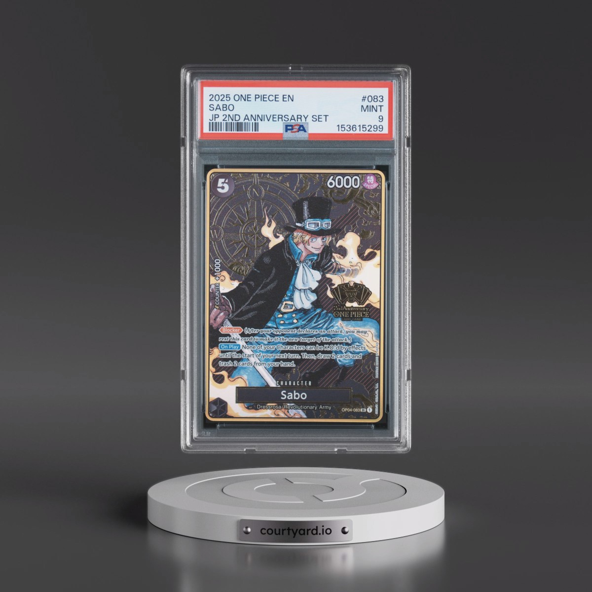 2025 One Piece Japanese 2nd Anniversary Set #083 Sabo (PSA 9 MINT)