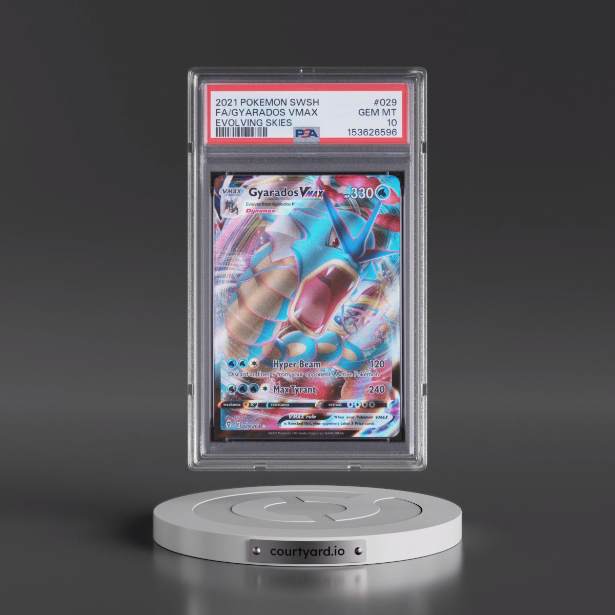 2021 Pokémon Sword & Shield Evolving Skies #029 Gyarados Vmax - Full Art (PSA 10 GEM MINT)
