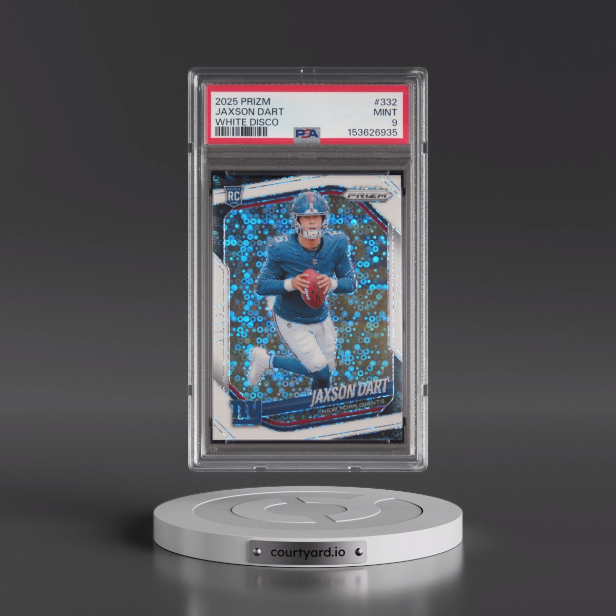 2025 Panini Prizm #332 Jaxson Dart - White Disco (PSA 9 MINT)