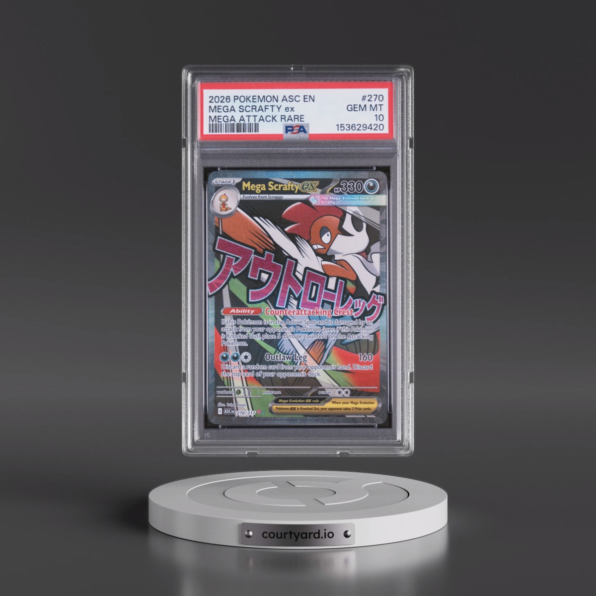 2026 Pokémon Asc EN-Ascended Heroes #270 Mega Scrafty EX - Holo Mega Attack Rare (PSA 10 GEM MINT)