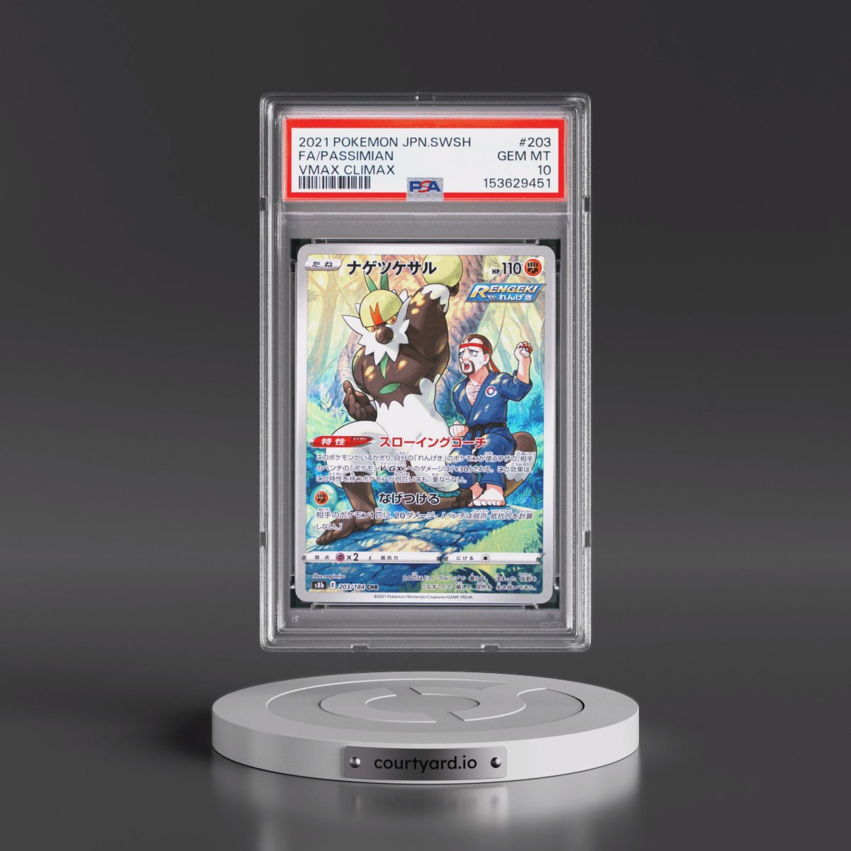 2021 Pokémon Sword & Shield Vmax Climax Passimian - Full Art #203 PSA 10
