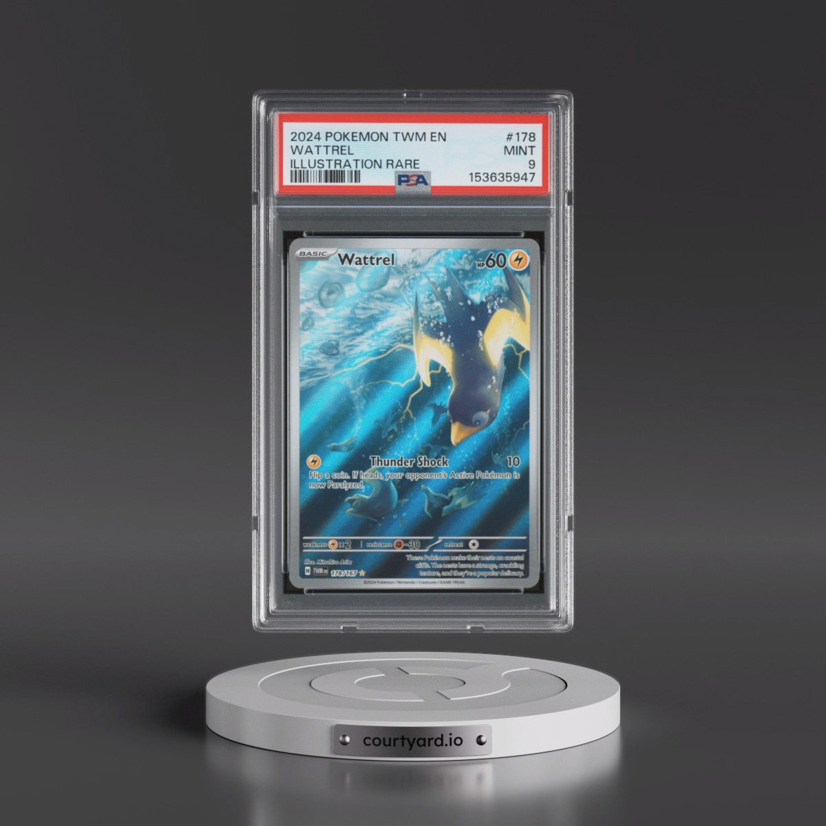2024 Pokémon Twm EN-Twilight Masquerade #178 Wattrel - Illustration Rare (PSA 9 MINT)
