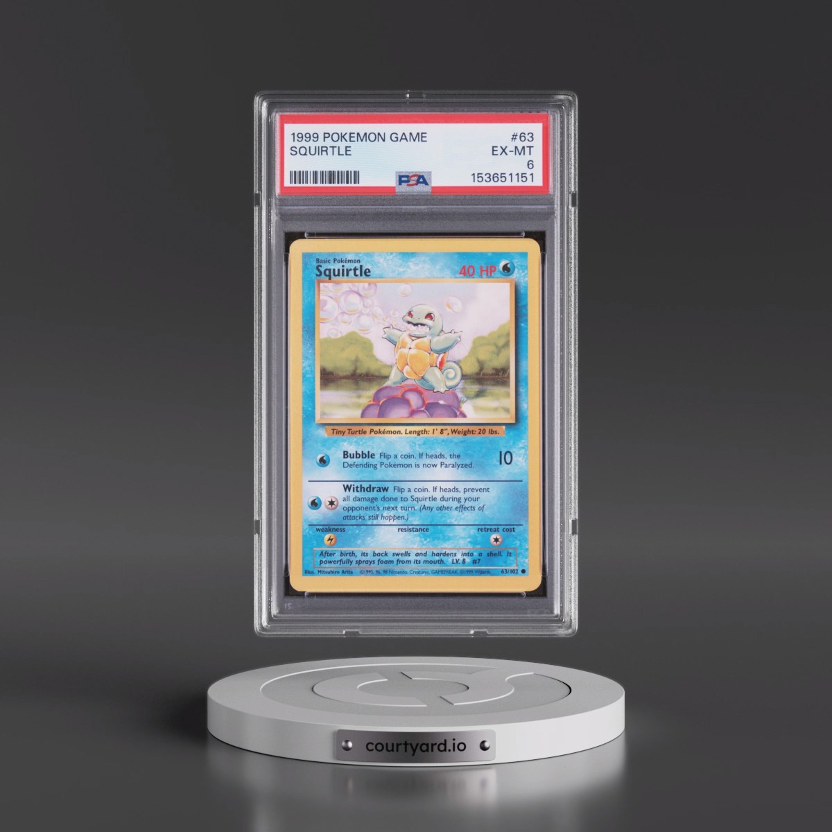 1999 Pokémon Game #63 Squirtle (PSA 6 EX-MT)