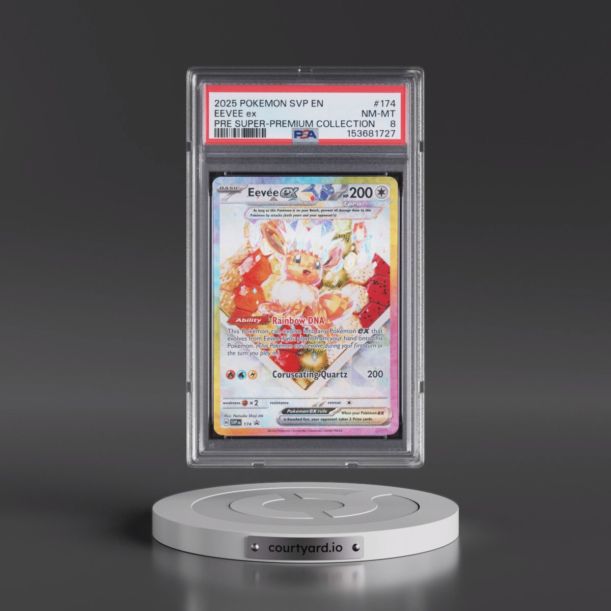 2025 Pokémon Svp EN-SV Black Star Promo #174 Eevee EX - Holo Prismatic Evolutions Super-Premium Collection (PSA 8 NM-MT)