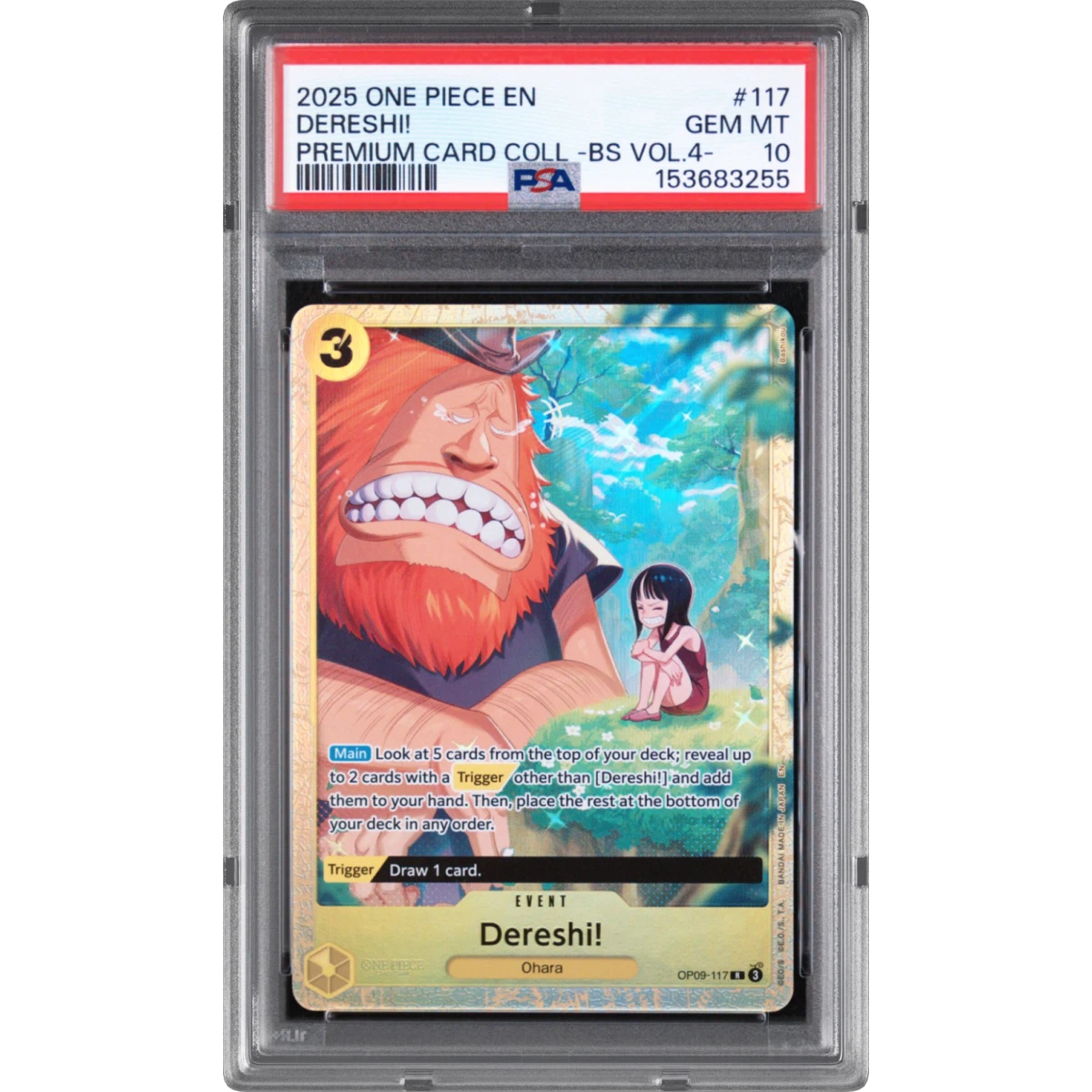 2025 One Piece Premium Card Collection -Best Selection Vol.4 #117 Dereshi! (PSA 10 GEM MINT)