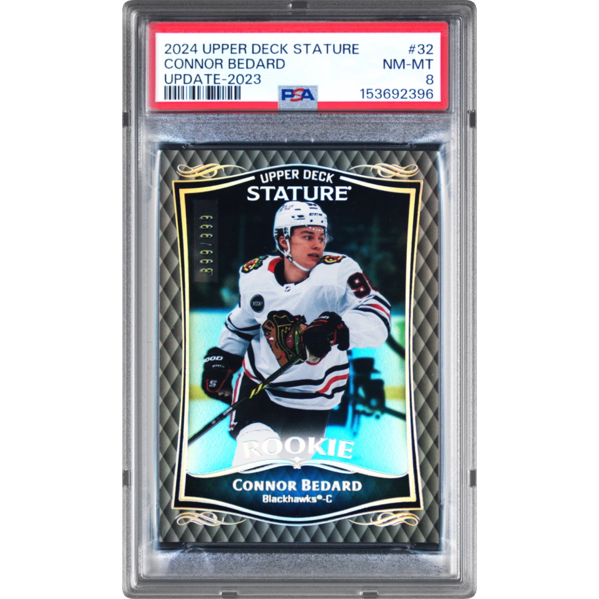 2024 Upper Deck Stature Update #32 Connor Bedard - 2023-2024 (PSA 8 NM-MT)