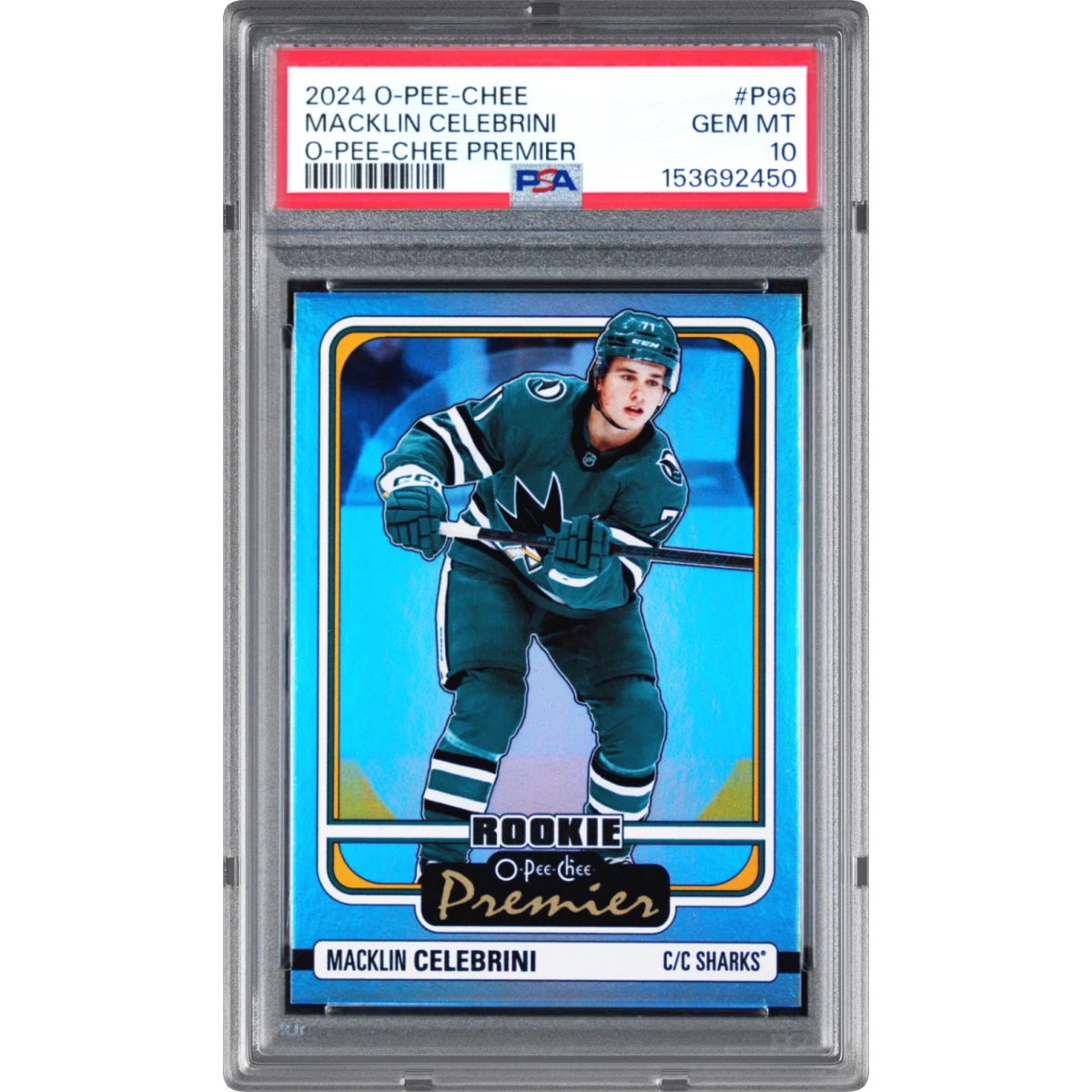 2024 Upper Deck O-Pee-Chee O-Pee-Chee Premier #P96 Macklin Celebrini (PSA 10 GEM MINT)