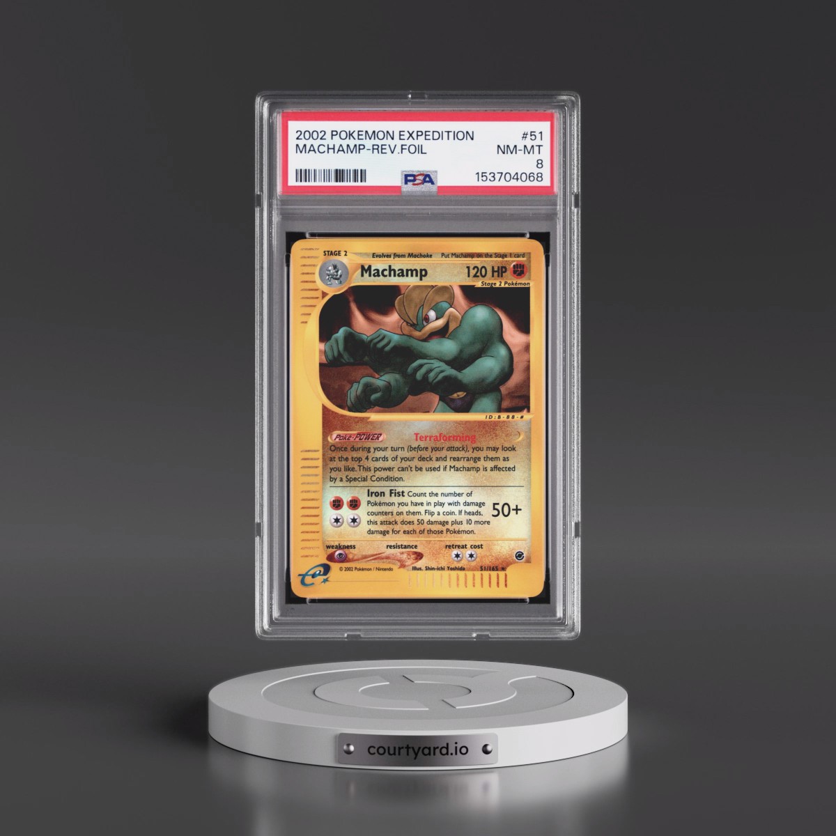 2002 Pokémon Expedition #51 Machamp - Reverse Foil (PSA 8 NM-MT)