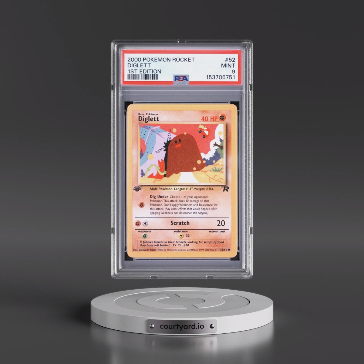 2000 Pokémon Rocket #52 Diglett - 1st Edition (PSA 9 MINT)