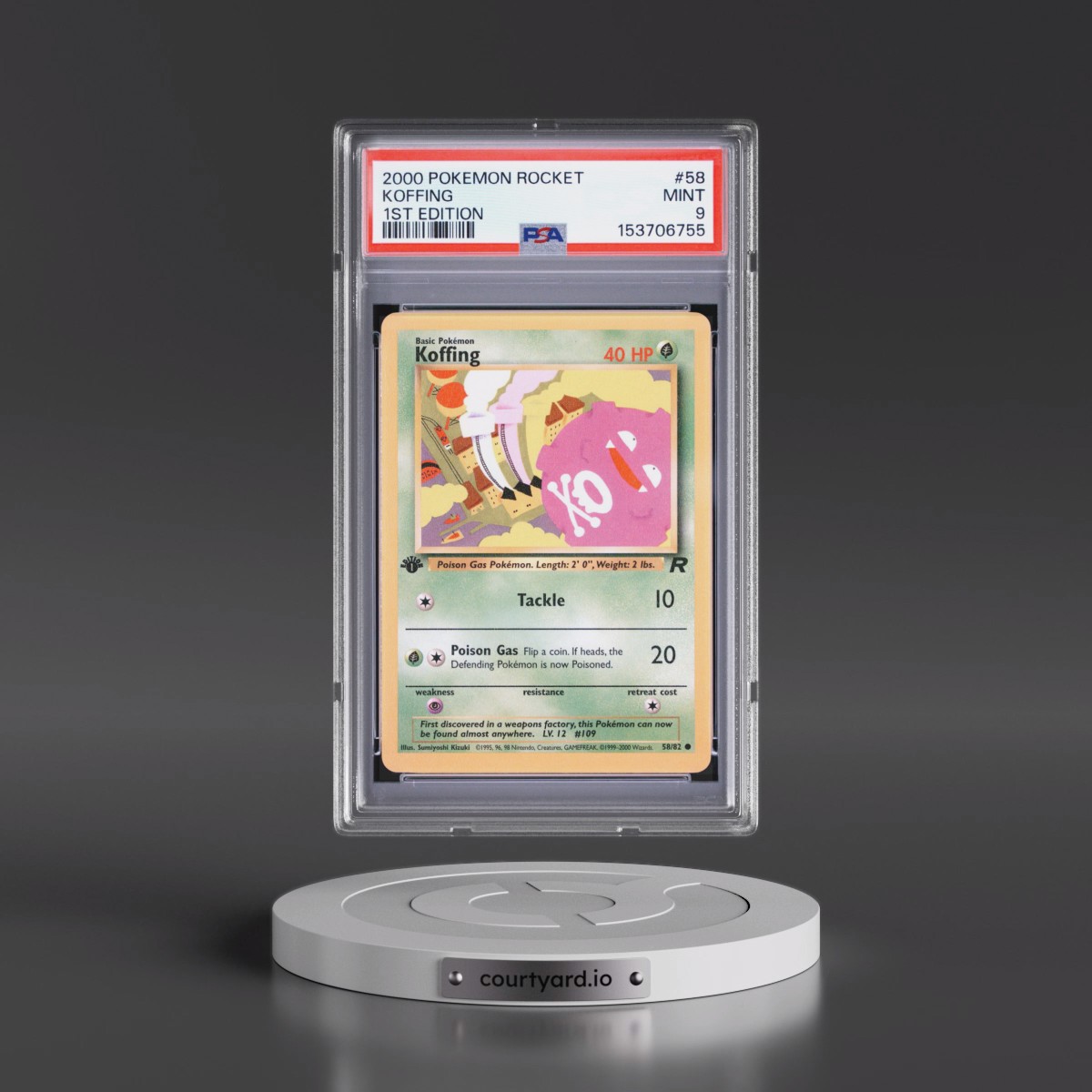 2000 Pokémon Rocket #58 Koffing - 1st Edition (PSA 9 MINT)