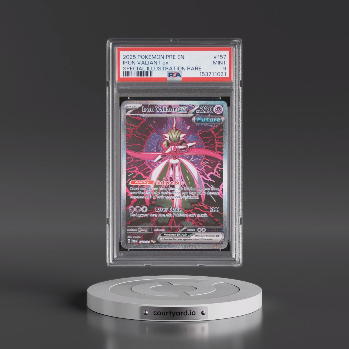2025 Pokémon Pre EN-Prismatic Evolutions Iron Valiant EX - Holo Special Illustration Rare #157 PSA 9