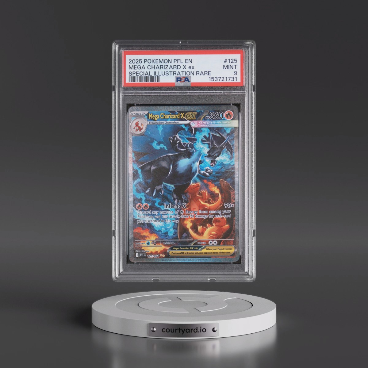 2025 Pokémon Pfl EN-Phantasmal Flames #125 Mega Charizard X EX - Holo Special Illustration Rare (PSA 9 MINT)