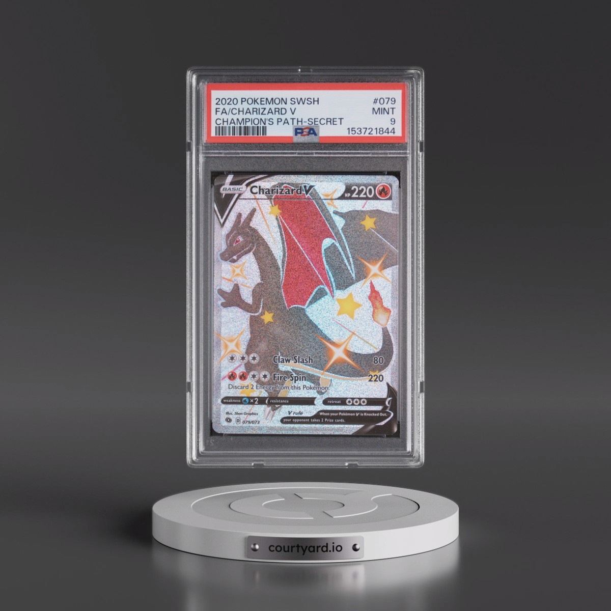 2020 Pokémon Sword & Shield Champion's Path #079 Charizard V - Holo Full Art Secret (PSA 9 MINT)
