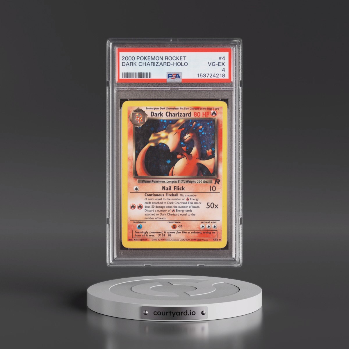 2000 Pokémon Rocket #4 Dark Charizard - Holo (PSA 4 VG-EX)