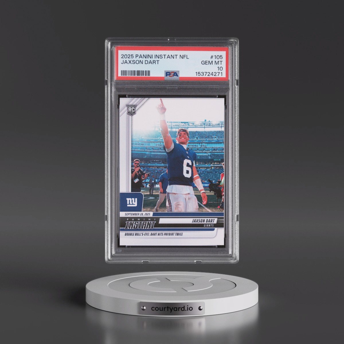 2025 Panini Instant NFL #105 Jaxson Dart (PSA 10 GEM MINT)