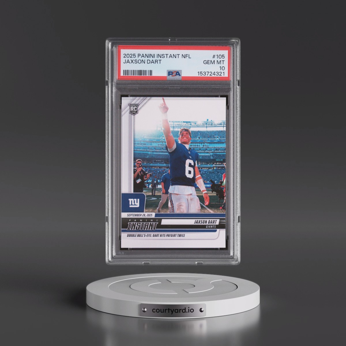 2025 Panini Instant NFL #105 Jaxson Dart (PSA 10 GEM MINT)