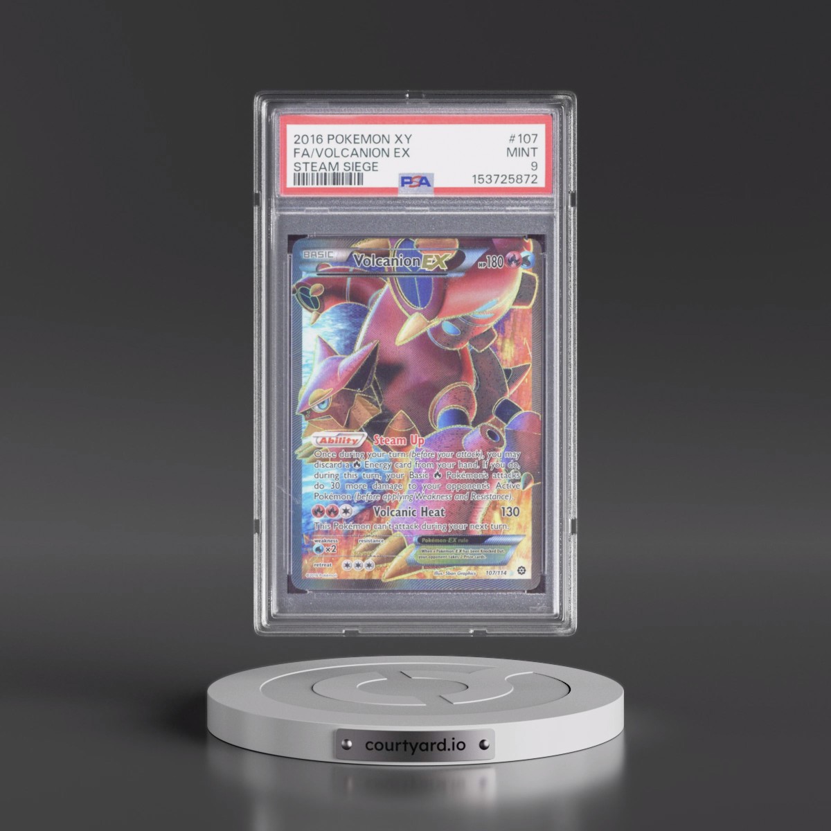 2016 Pokémon XY Steam Siege #107 Volcanion EX - Holo Full Art (PSA 9 MINT)